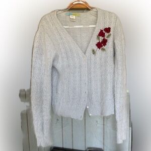 BETH BOWLEY BLUE ANGORA CARDIGAN LARGE